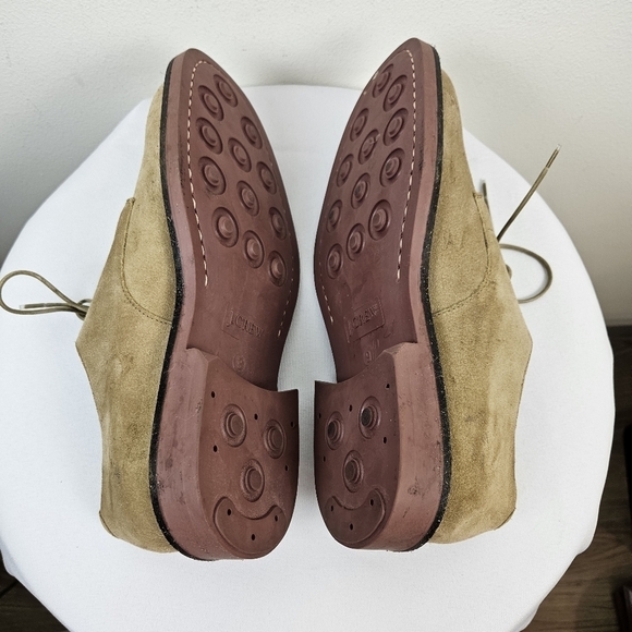 J. Crew Mens Kenton Suede Bucks 9 Cream Red Soles Oxford Shoes Lace Up - Picture 10 of 13